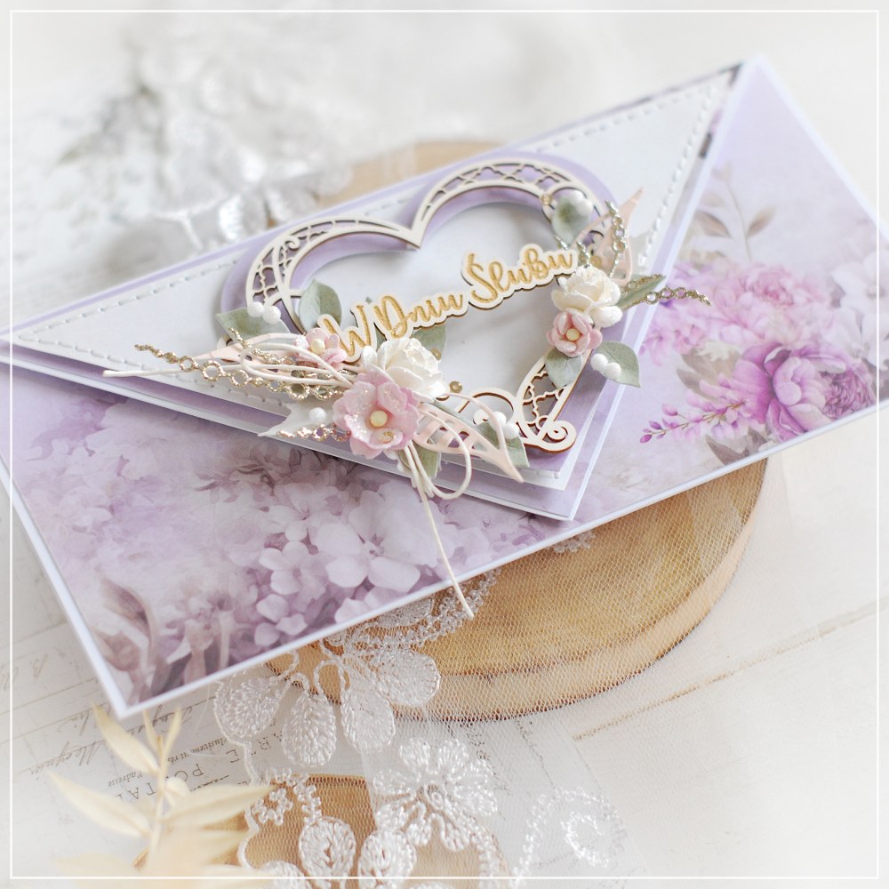 bloomar-designs-handmade-personalised-w-dniu-slubu-wedding-envelope-card-decorated-with-chipboard-embellishments-1c Handmade wedding envelope style card with pocket inside