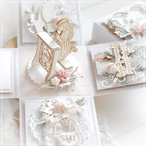 personalised first holy communion gift box card decorated with 3d praying girl