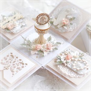 personalised handmade first holy communion box card decorated with 3d chalice