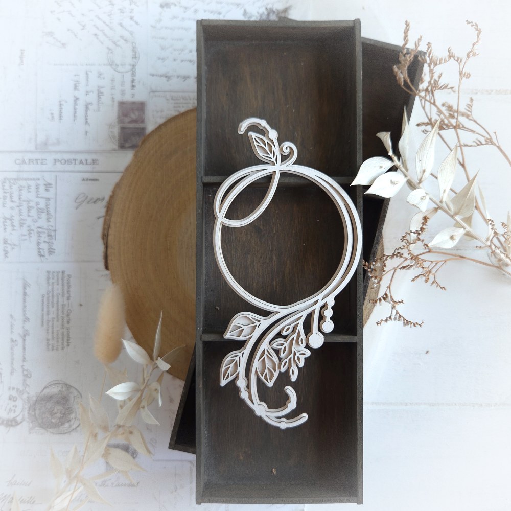 bloomar-designs-frame-112-decorative-laser-cut-element 2 layered laser cut decorative floral chipboard frame